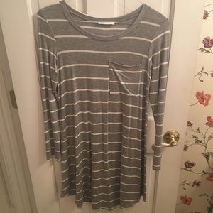 Long sleeve grey striped dress